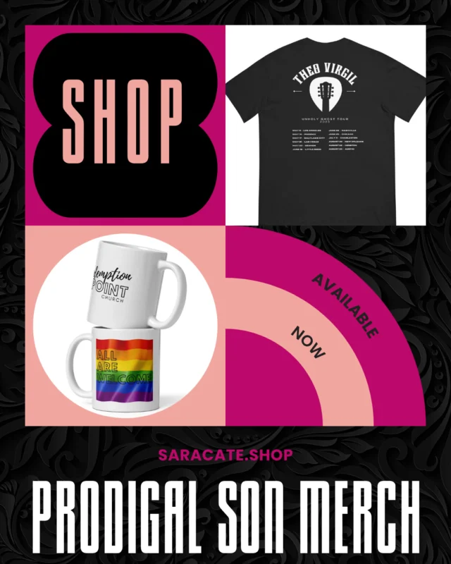 Surprise! We’ve added TWO new goodies to the shop — straight from the Prodigal Son PR boxes!

You asked, we listened… and now they can be yours. 

Which one are you grabbing first — or are you going to for both?

coffee mug: https://saracate.shop/products/redemption-point-church-mug

Theo Virgil concert t-shirt: https://saracate.shop/products/theo-virgil-concert-tee-the-prodigal-son

Drop your pick(s)⬇️